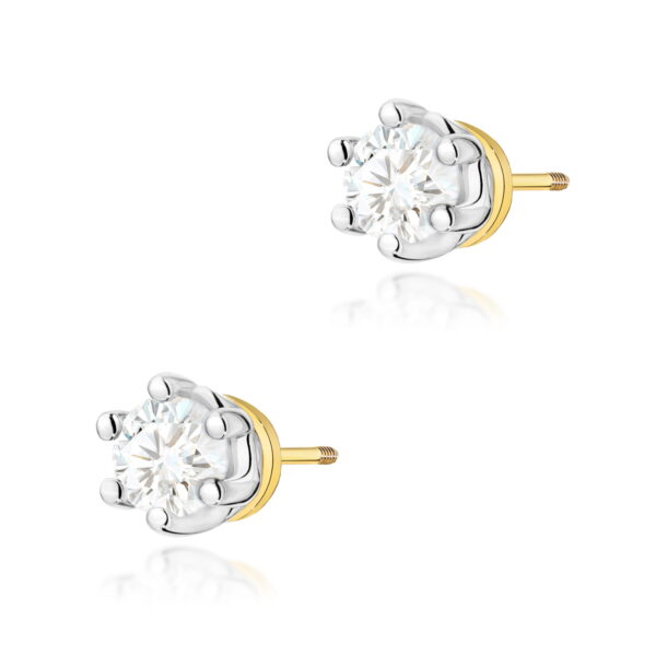 Kolczyki Diament Laboratoryjny 2 x 0,15ct żółte złoto sztyft zakręcany