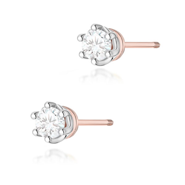 Kolczyki Diament 2 x 0,40ct różowe złoto sztyft zakręcany