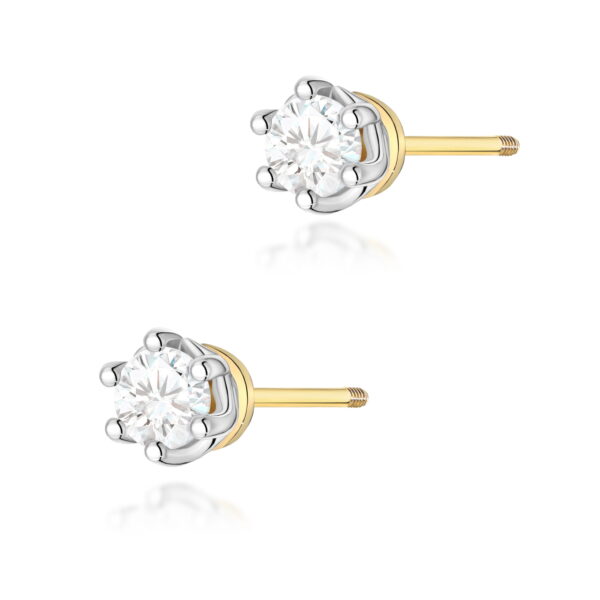 Kolczyki Diament 2 x 0,40ct żółte złoto sztyft zakręcany