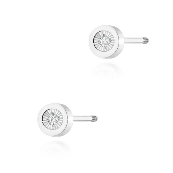 Kolczyki Diament 2 x 0,0145ct białe złoto sztyft zakręcany