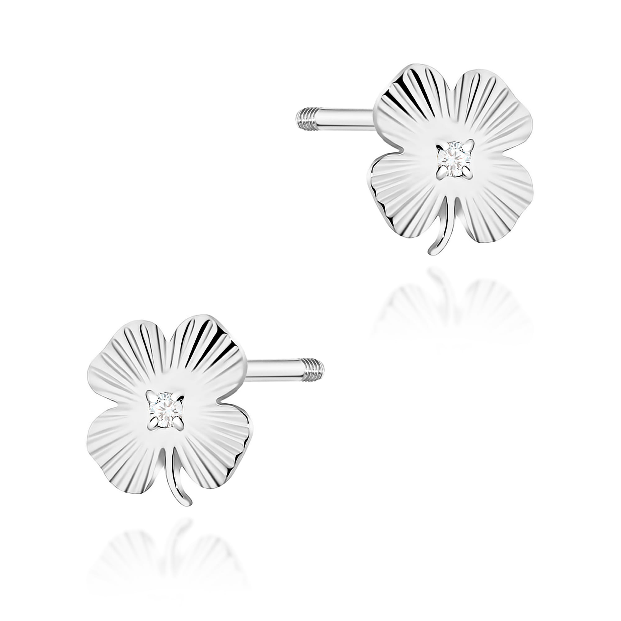 Kolczyki Diament 2 x 0,005ct białe złoto sztyft zakręcany