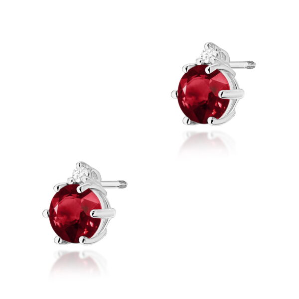 Kolczyki Granat 2 x 0,60ct białe złoto sztyft zakręcany