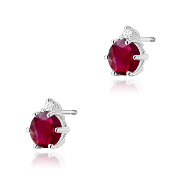 Kolczyki Rubin 2 x 0,60ct białe złoto sztyft zakręcany