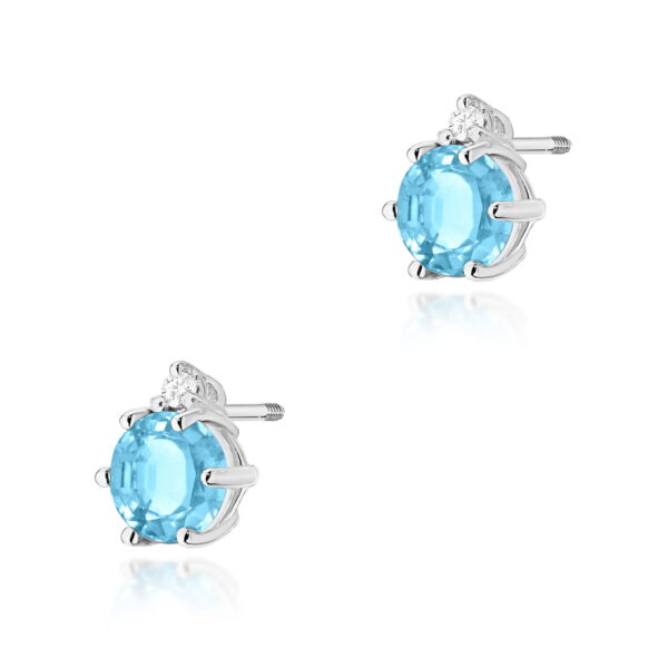 Kolczyki Topaz 2 x 0,50ct białe złoto sztyft zakręcany