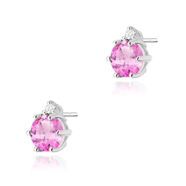 Kolczyki Różowy Topaz 2 x 0,60ct białe złoto