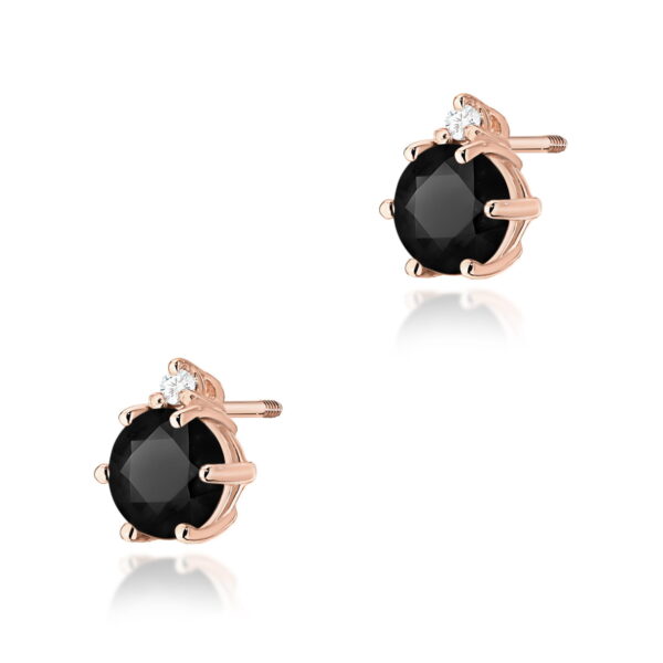 Kolczyki Czarny Diament 2 x 0,50ct różowe złoto sztyft zakręcany