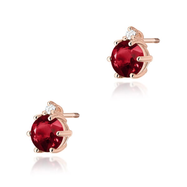 Kolczyki Granat 2 x 0,60ct różowe złoto sztyft zakręcany