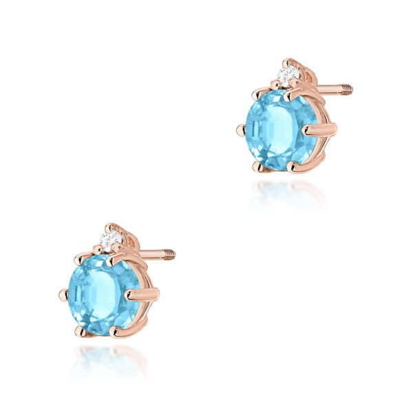 Kolczyki Topaz 2 x 0,50ct różowe złoto sztyft zakręcany