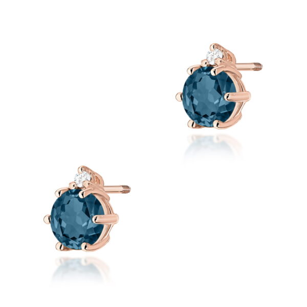 Kolczyki Topaz London Blue 2 x 0,50ct różowe złoto sztyft zakręcany