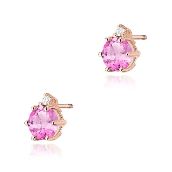 Kolczyki Różowy Topaz 2 x 0,60ct różowe złoto sztyft zakręcany