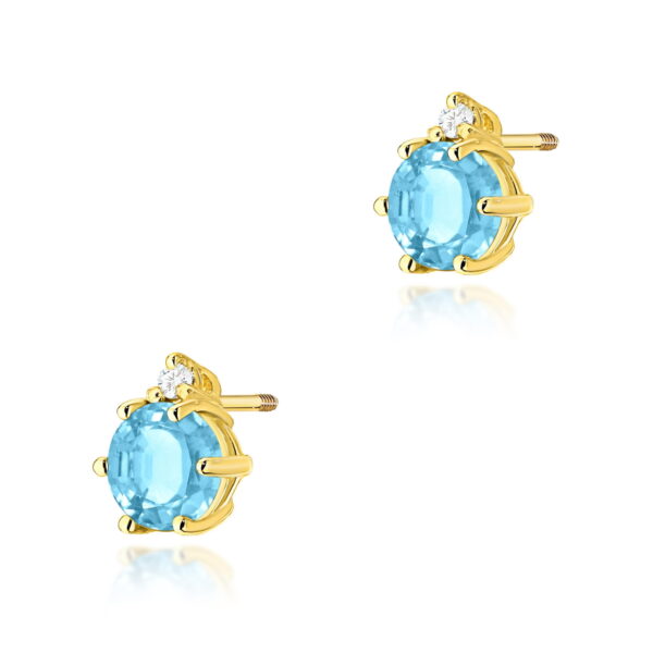 Kolczyki Topaz 2 x 0,50ct żółte złoto sztyft zakręcany