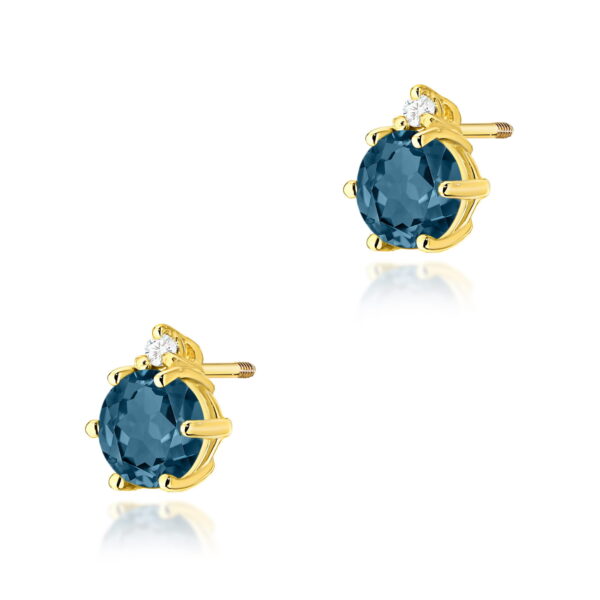 Kolczyki Topaz London Blue 2 x 0,50ct żółte złoto sztyft zakręcany