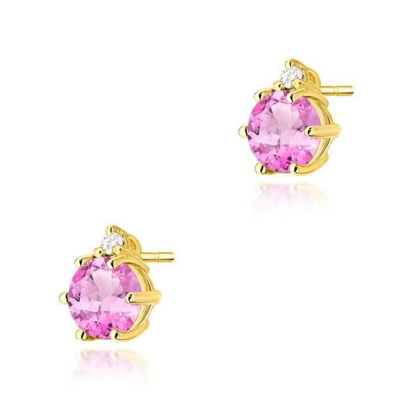 Kolczyki Różowy Topaz 2 x 0,60ct żółte złoto