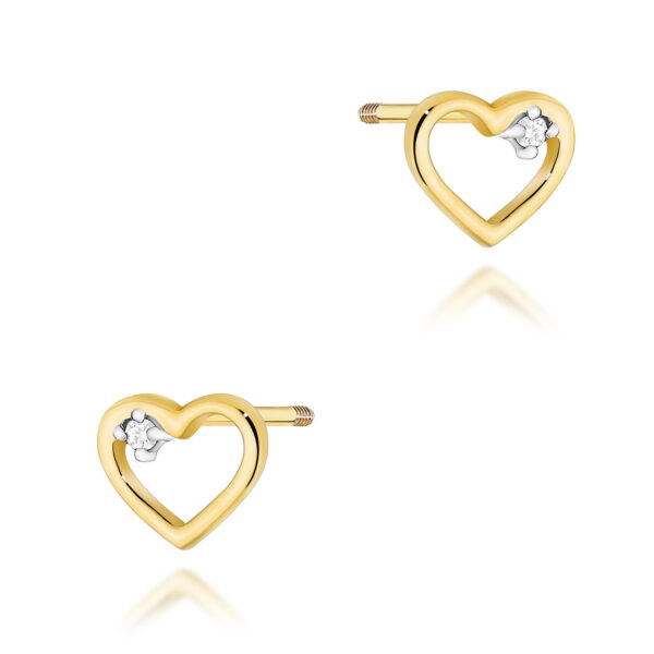 Kolczyki Diament 2 x 0,005ct żółte złoto sztyft zakręcany