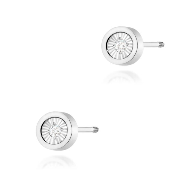 Kolczyki Diament 2 x 0,08ct białe złoto sztyft zakręcany