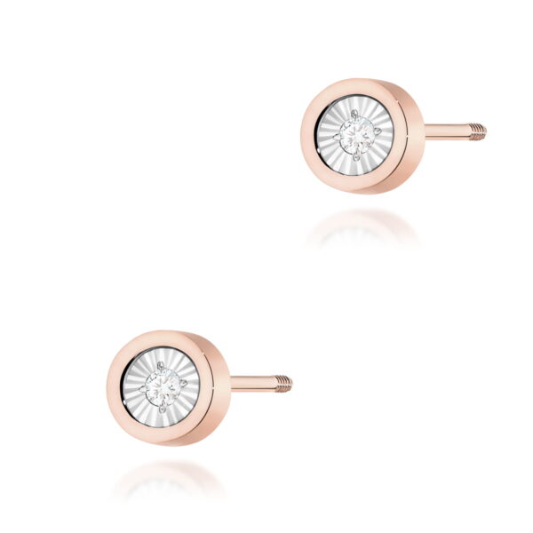Kolczyki Diament 2 x 0,08ct różowe złoto sztyft zakręcany