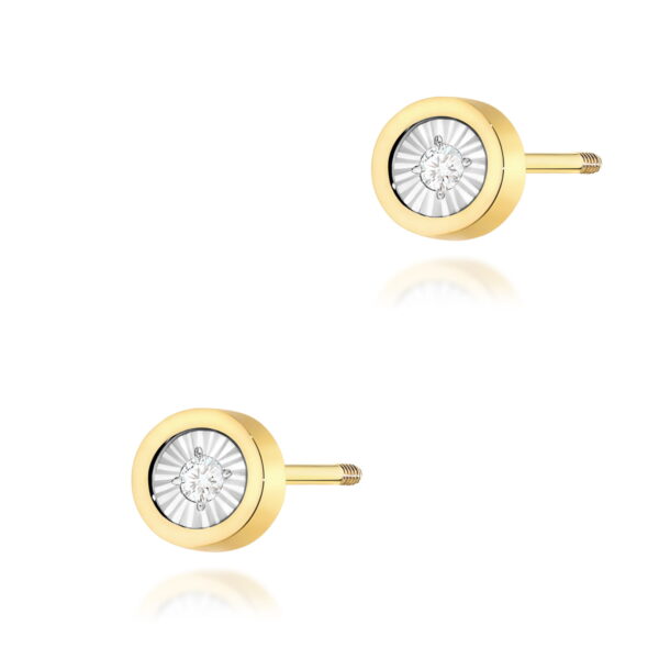 Kolczyki Diament 2 x 0,08ct żółte złoto sztyft zakręcany