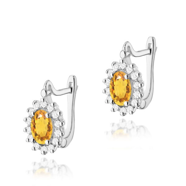 Kolczyki Cytryn 2 x 0,60ct białe złoto