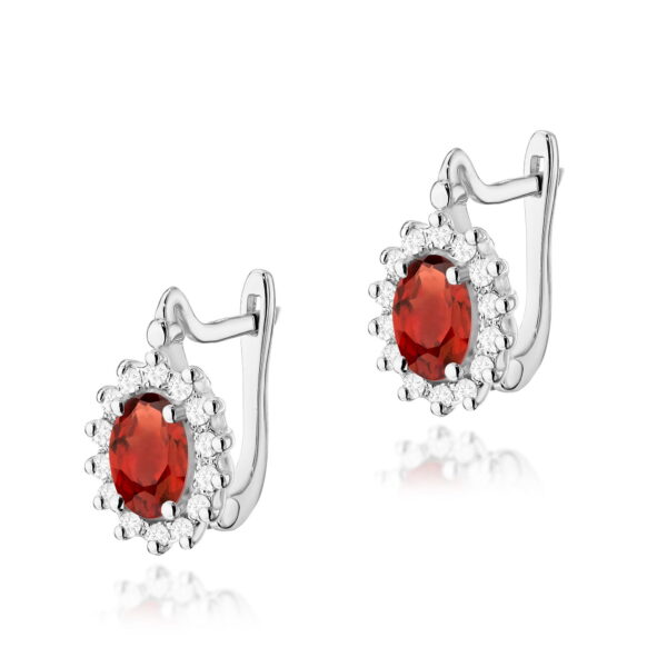 Kolczyki Granat 2 x 0,50ct białe złoto