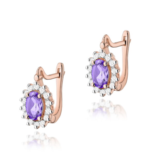 Kolczyki Ametyst 2 x 0,40ct różowe złoto