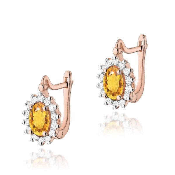 Kolczyki Cytryn 2 x 0,60ct różowe złoto