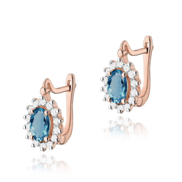 Kolczyki Topaz London Blue 2 x 0,50ct różowe złoto