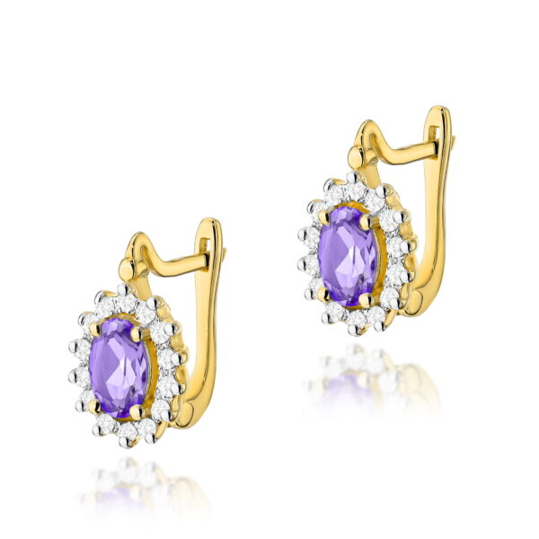 Kolczyki Ametyst 2 x 0,40ct żółte złoto