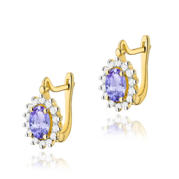 Kolczyki Tanzanit 2 x 0,40ct żółte złoto