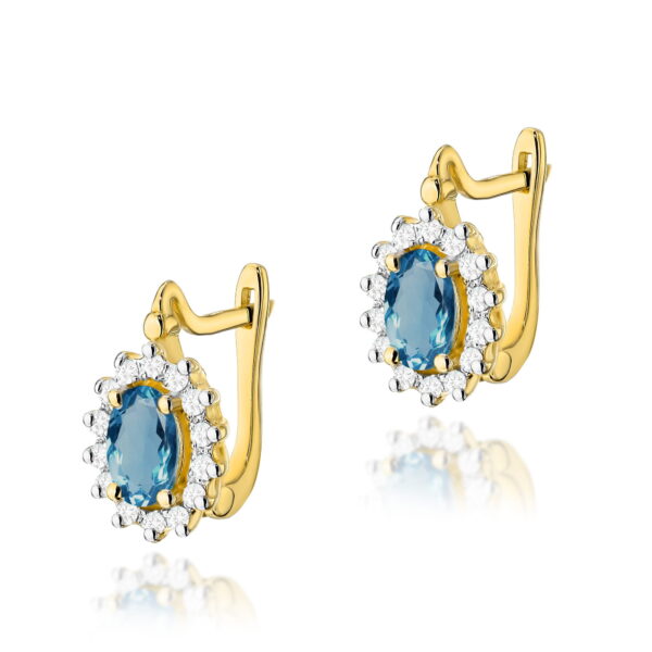 Kolczyki Topaz London Blue 2 x 0,50ct żółte złoto