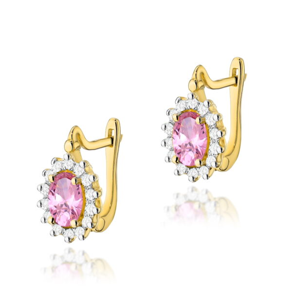 Kolczyki Różowy Topaz 2 x 0,50ct żółte złoto