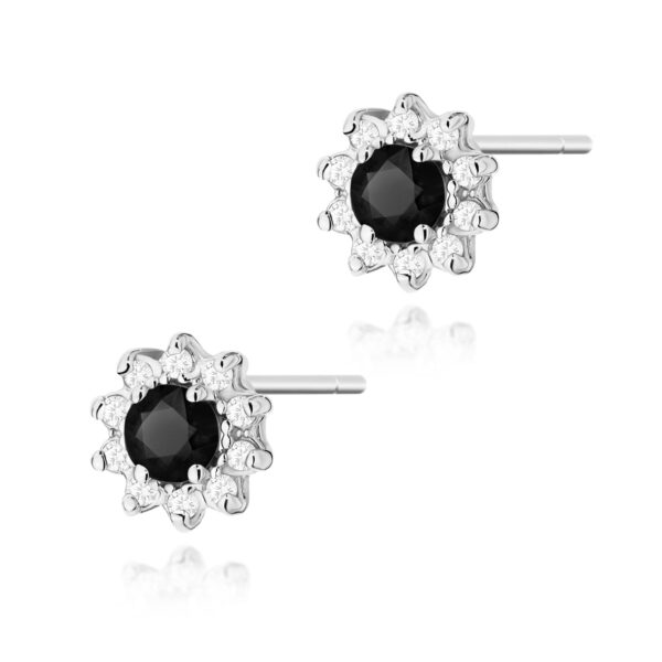 Kolczyki Czarny Diament 2 x 0,12ct białe złoto