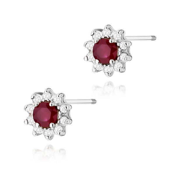 Kolczyki Rubin 2 x 0,15ct białe złoto sztyft zakręcany