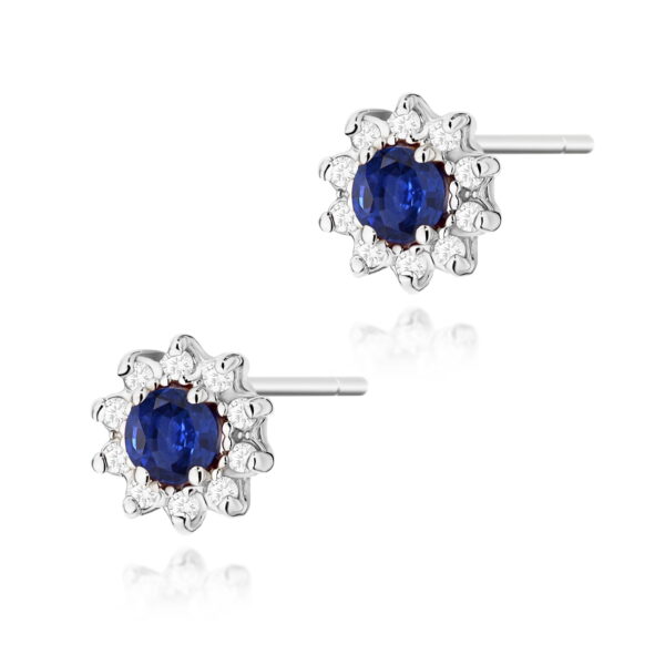 Kolczyki Szafir 2 x 0,15ct białe złoto