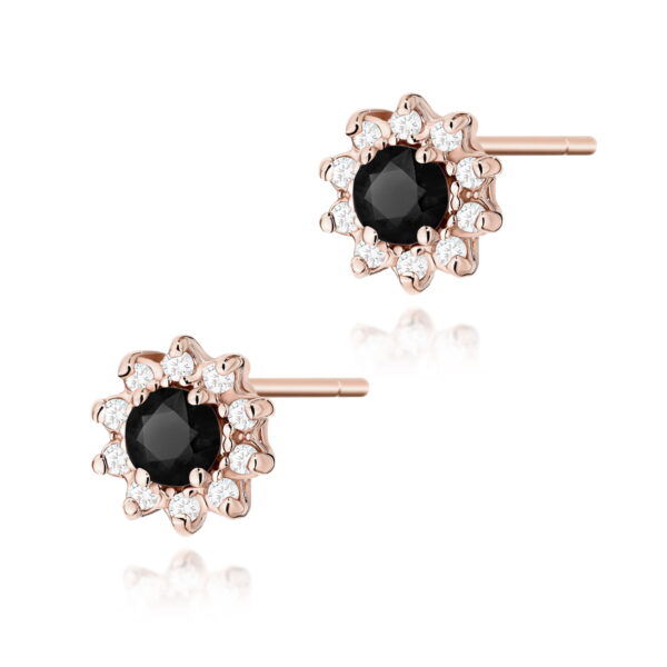 Kolczyki Czarny Diament 2 x 0,12ct różowe złoto