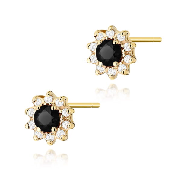 Kolczyki Czarny Diament 2 x 0,12ct żółte złoto