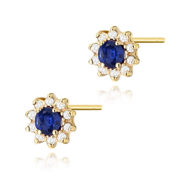 Kolczyki Szafir 2 x 0,15ct żółte złoto