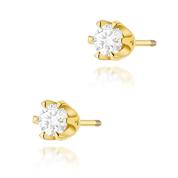 Kolczyki Diament 2 x 0,25ct żółte złoto sztyft zakręcany