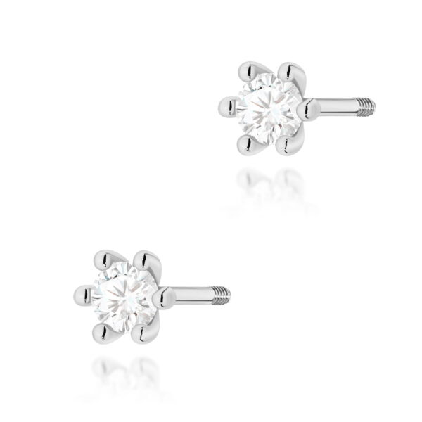 Kolczyki Diament 2 x 0,08ct białe złoto sztyft zakręcany
