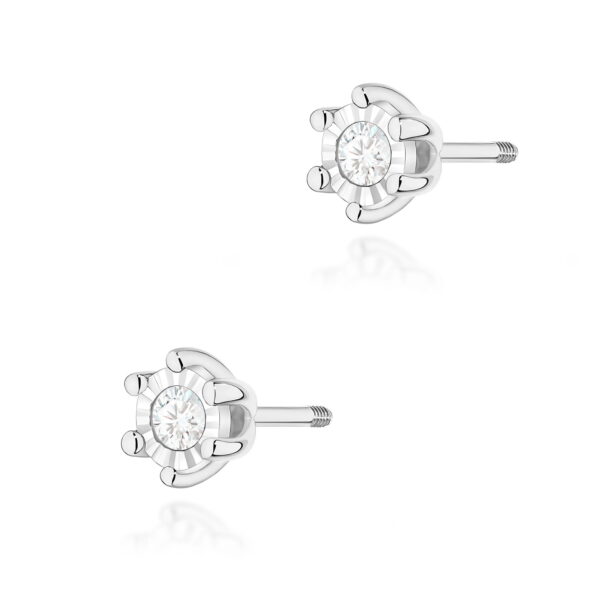 Kolczyki K0222BT Diament 2 x 0,08ct białe złoto sztyft zakręcany
