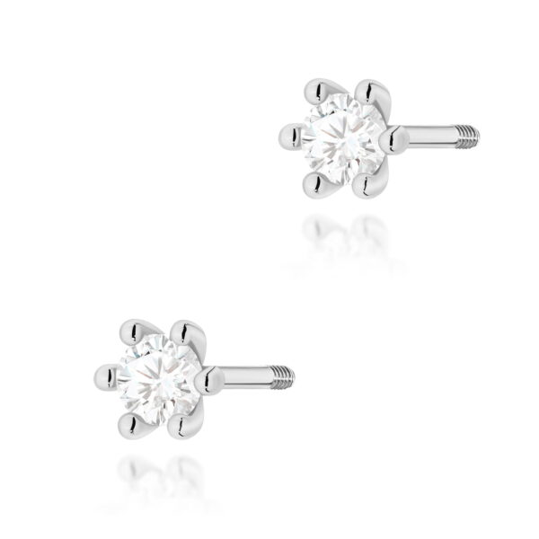 Kolczyki Diament Laboratoryjny 2 x 0,10ct białe złoto sztyft zakręcany