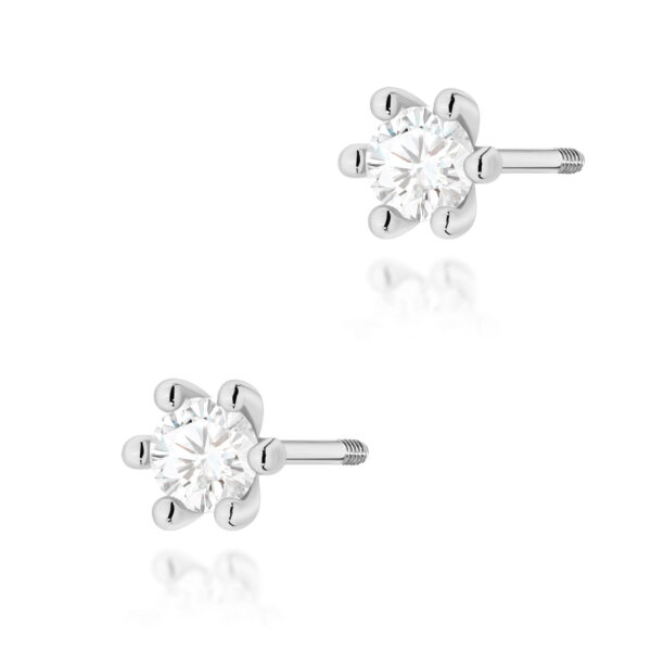 Kolczyki Diament Laboratoryjny 2 x 0,15ct białe złoto sztyft zakręcany