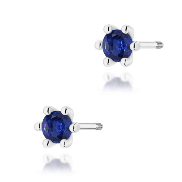 Kolczyki Szafir 2 x 0,15ct białe złoto sztyft zakręcany