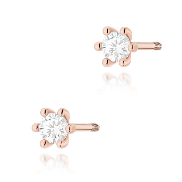 Kolczyki Diament 2 x 0,08ct różowe złoto sztyft zakręcany