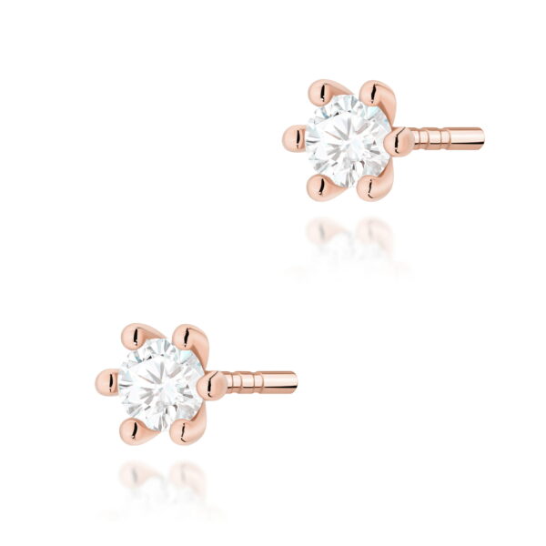 Kolczyki Diament Laboratoryjny 2 x 0,10ct różowe złoto