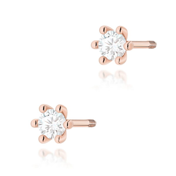 Kolczyki Diament Laboratoryjny 2 x 0,10ct różowe złoto sztyft zakręcany