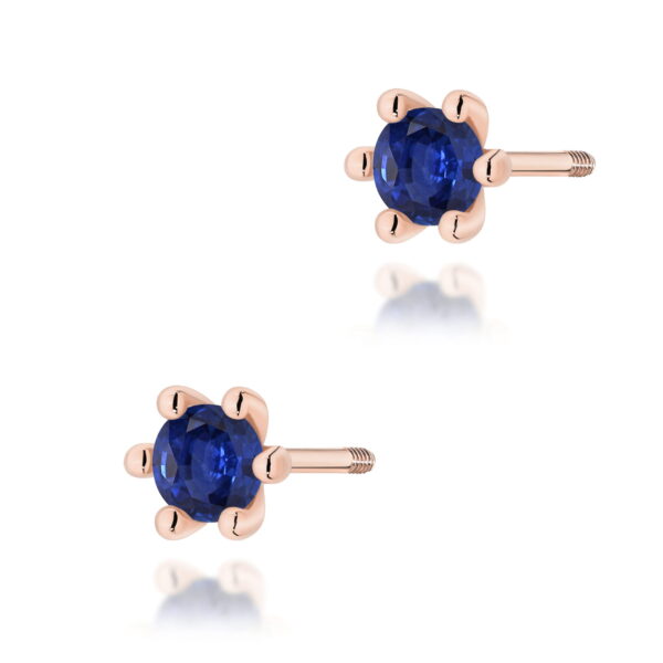 Kolczyki Szafir 2 x 0,15ct różowe złoto sztyft zakręcany