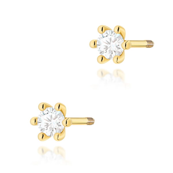 Kolczyki Diament 2 x 0,08ct żółte złoto sztyft zakręcany