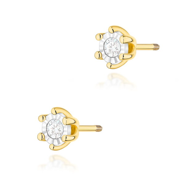Kolczyki K0222BT Diament 2 x 0,08ct żółte złoto sztyft zakręcany