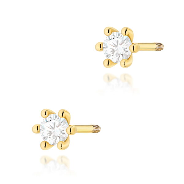 Kolczyki Diament Laboratoryjny 2 x 0,10ct żółte złoto sztyft zakręcany