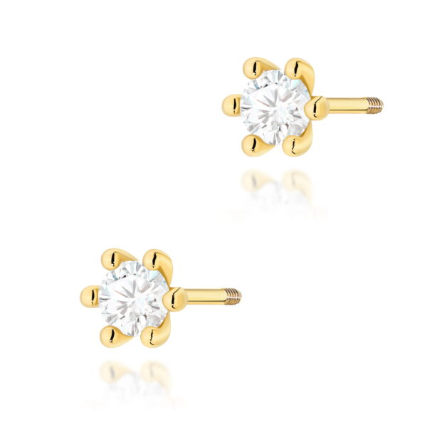 Kolczyki Diament Laboratoryjny 2 x 0,15ct żółte złoto sztyft zakręcany